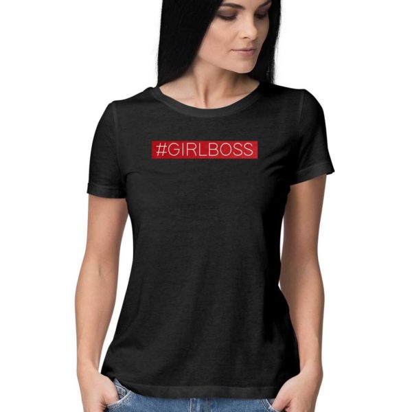 #GirlBoss Black Round Neck T-Shirt