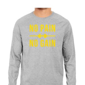No Pain No Gain Melange Grey Long Sleeve T-Shirt