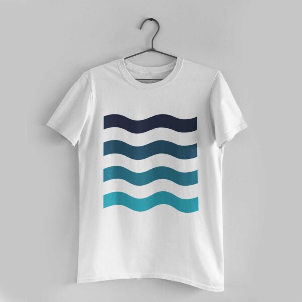 Waves White Round Neck T-Shirt