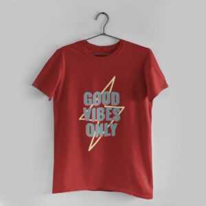 Good Vibes Only Red Round Neck T-Shirt