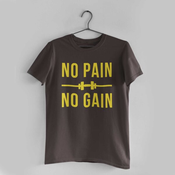 No Pain No Gain Charcoal Grey Round Neck T-Shirt