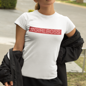 #GirlBoss White Round Neck T-Shirt