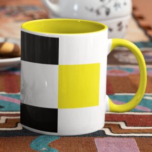 Square Pattern Yellow Inner Colored Mug