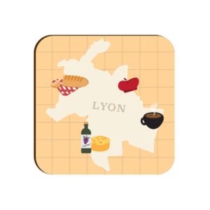 Lyon Map Square Coaster