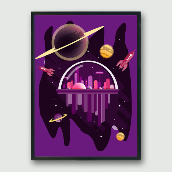 City in Space Framed Poster