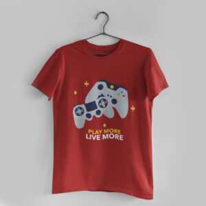 Play More Red Round Neck T-Shirt