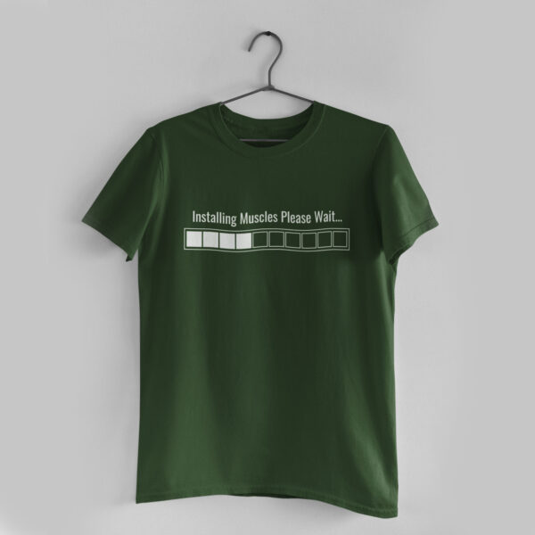 Installing Muscles Olive Green Round Neck T-Shirt