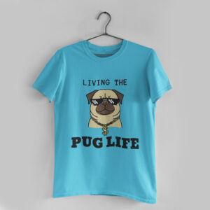 Pug Life Sky Blue Round Neck T-Shirt