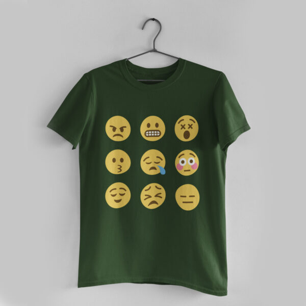 Emojis Olive Green Round Neck T-Shirt