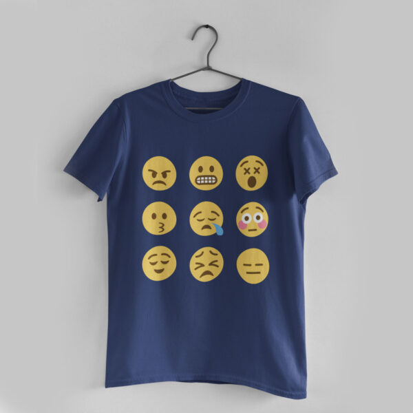 Emojis Navy Blue Round Neck T-Shirt