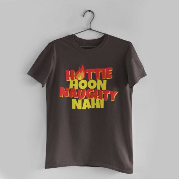 Hottie Hoon Naughty Nahi Charcoal Grey Round Neck T-Shirt