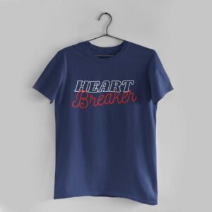 Heart Breaker Navy Blue Round Neck T-Shirt