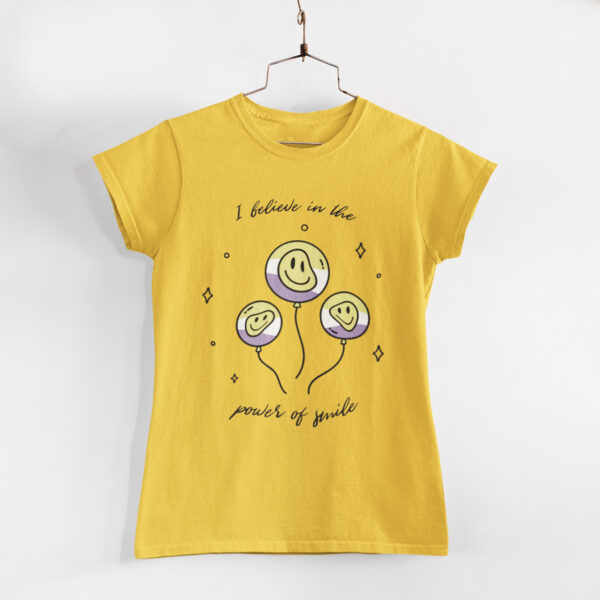Power of Smile Golden Yellow Round Neck T-Shirt
