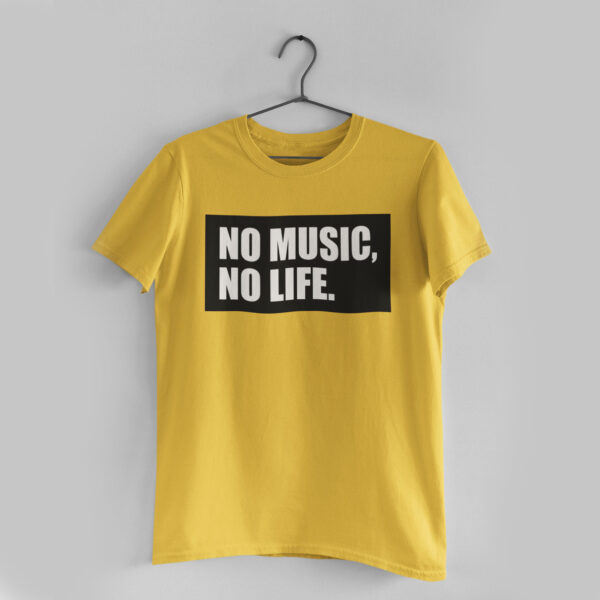 No Music, No Life Golden Yellow Round Neck T-Shirt