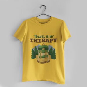 Travel is my Therapy Golden Yellow Round Neck T-Shirt