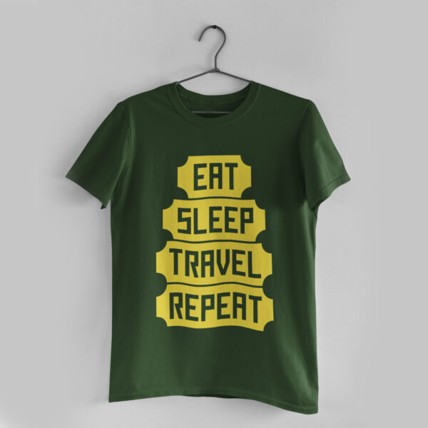 Eat Sleep Travel Repeat Olive Green T-Shirt
