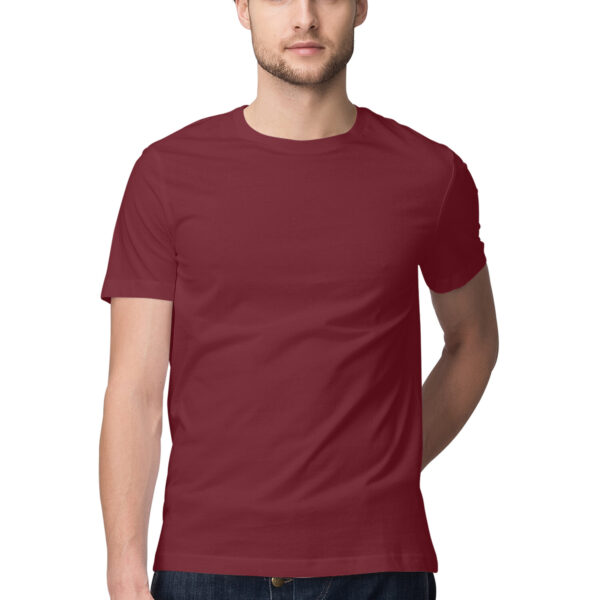 Maroon Plain Men Round Neck T-Shirt