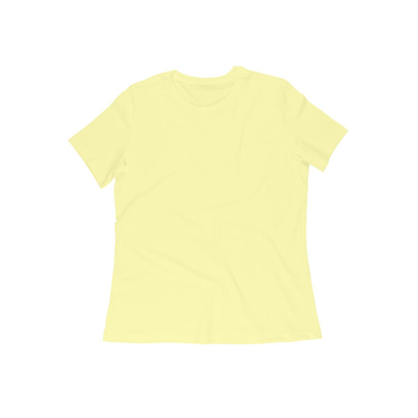 Butter Yellow Plain Women Round Neck T-Shirt