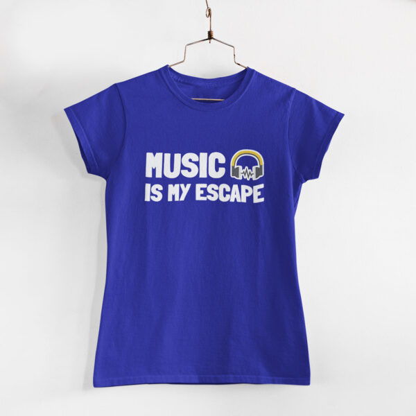 Music Is My Escape Women Royal Blue Round Neck T-Shirt