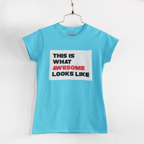 Awesome Women Sky Blue Round Neck T-Shirt