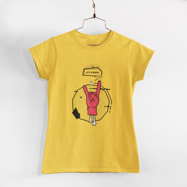 Let's Rock Women Golden Yellow Round Neck T-Shirt