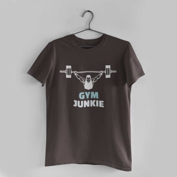 Gym Junkie Charcoal Grey Round Neck T-Shirt