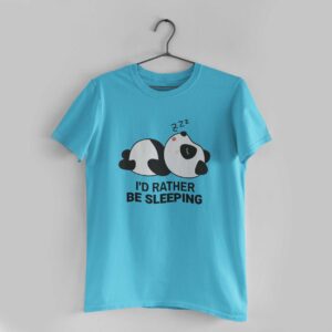 I'd Rather Be Sleeping Sky Blue Round Neck T-Shirt