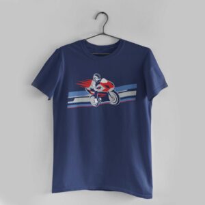 Biker Navy Blue Round Neck T-Shirt