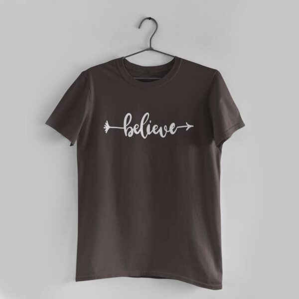 Believe Charcoal Grey Round Neck T-Shirt