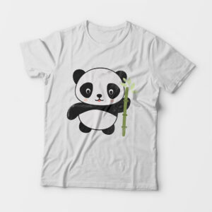 Panda Kid’s Unisex White Round Neck T-Shirt