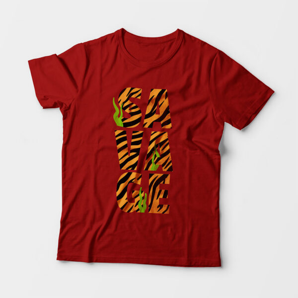 Savage Kid’s Unisex Red Round Neck T-Shirt