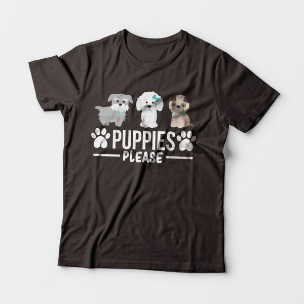 Puppies Please Kid’s Unisex Charcoal Grey Round Neck T-Shirt