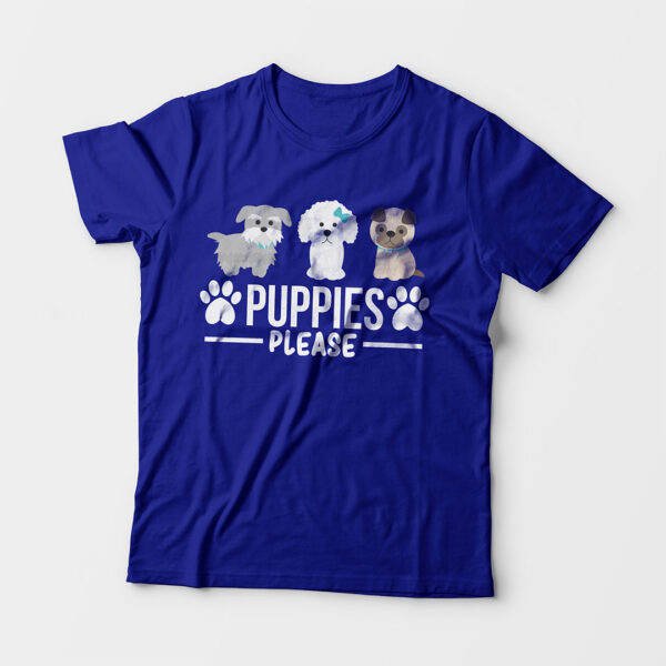 Puppies Please Kid’s Unisex Royal Blue Round Neck T-Shirt