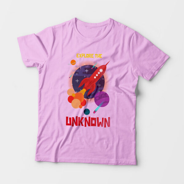 Explore The Unknown Kid’s Unisex Light Pink Round Neck T-Shirt