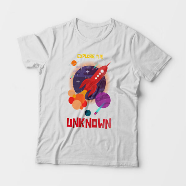 Explore The Unknown Kid’s Unisex White Round Neck T-Shirt