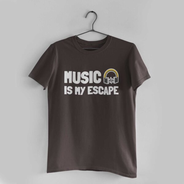 Music Is My Escape Charcoal Grey Round Neck T-Shirt