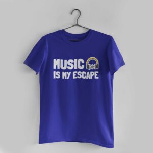 Music Is My Escape Royal Blue Round Neck T-Shirt