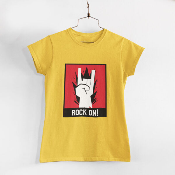 Rock On Women Golden Yellow Round Neck T-Shirt