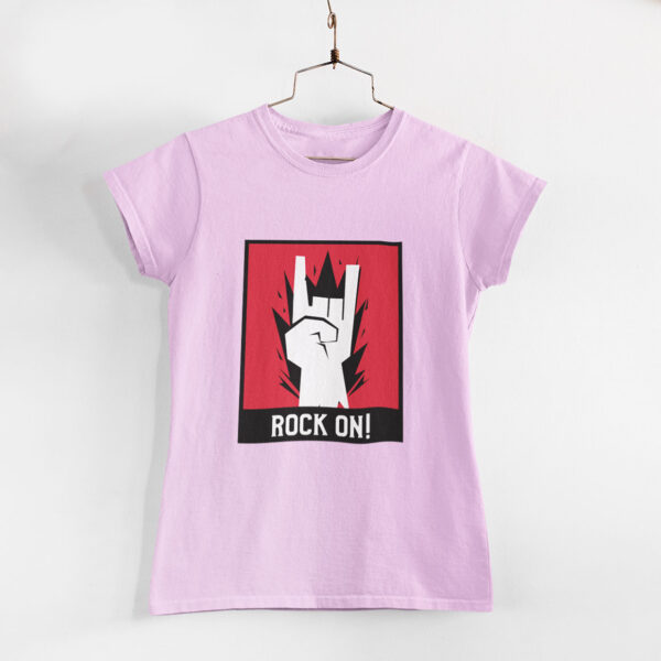 Rock On Women Light Pink Round Neck T-Shirt