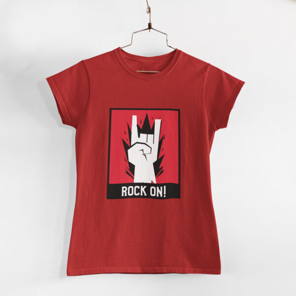 Rock On Women Red Round Neck T-Shirt