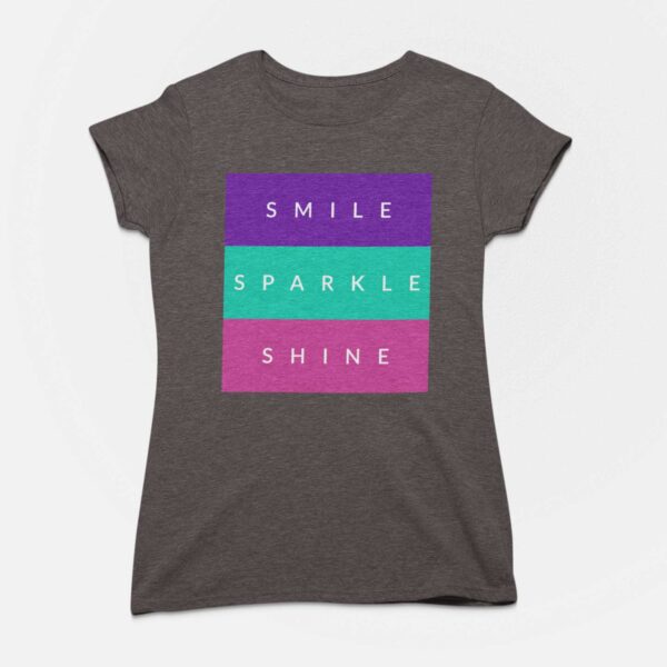 Smile Sparkle Shine Charcoal Grey Round Neck T-Shirt
