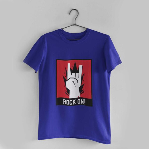 Rock On Royal Blue Round Neck T-Shirt