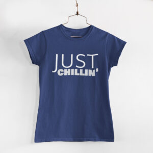 Just Chillin' Women Navy Blue Round Neck T-Shirt