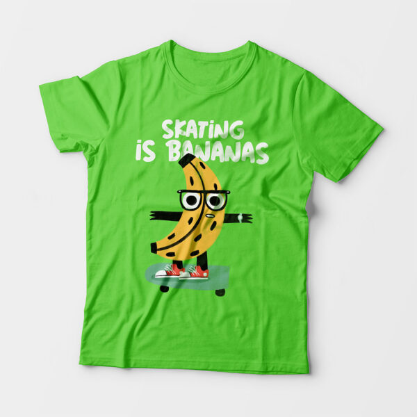 Skating Is Bananas Kid’s Unisex Liril Green Round Neck T-Shirt