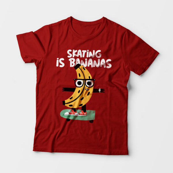 Skating Is Bananas Kid’s Unisex Red Round Neck T-Shirt
