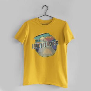 I Want To Believe Golden Yellow Round Neck T-Shirt