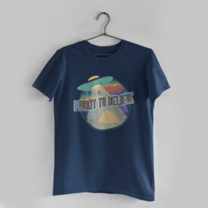 I Want To Believe Navy Blue Round Neck T-Shirt