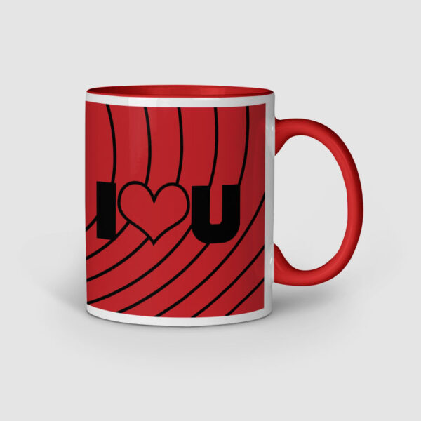I Love You Personalized Red Inner Colored Ceramic Mug Right Side