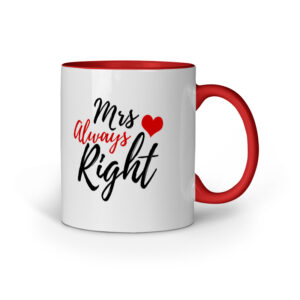Mrs. Always Right Red Inner Colored Ceramic Mug