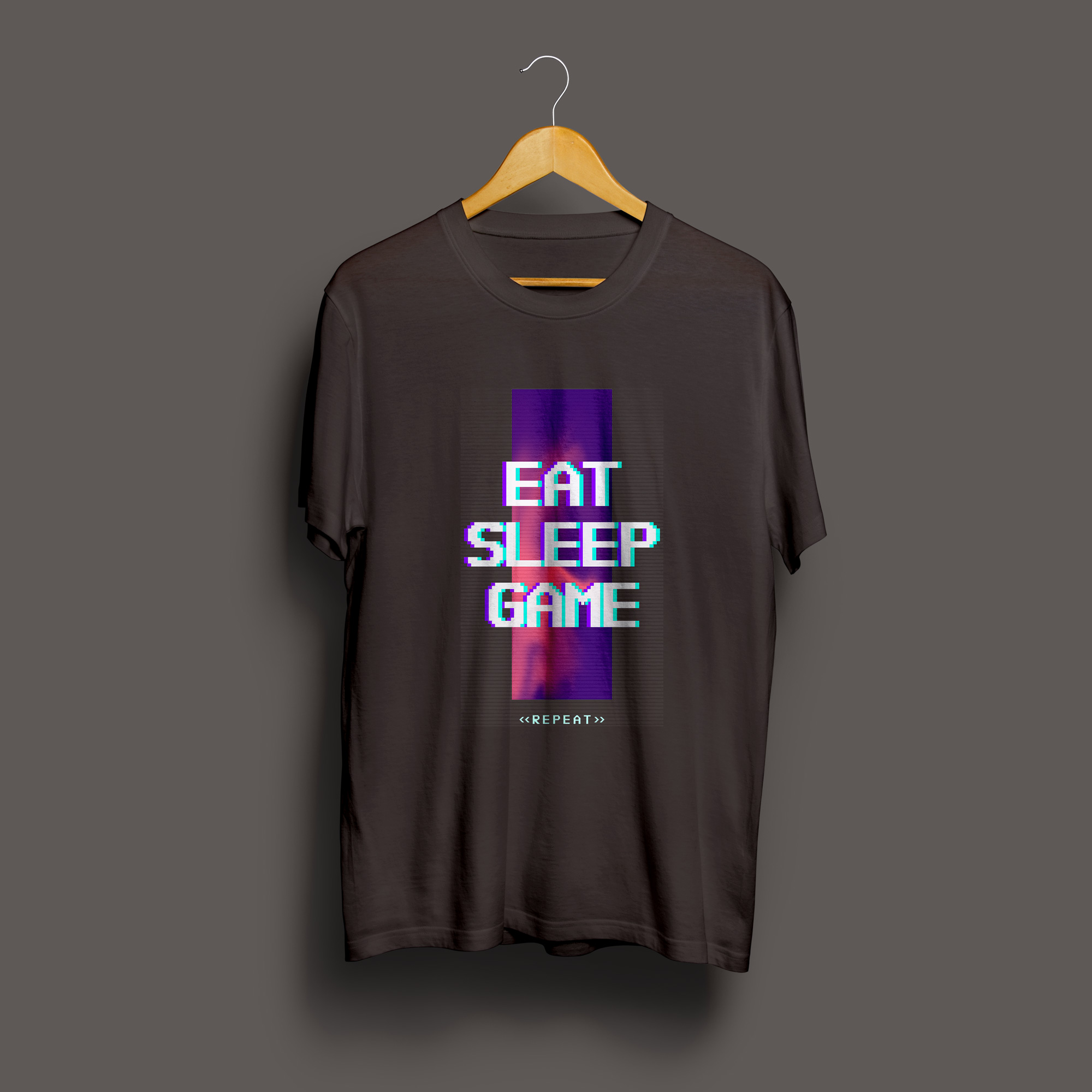 Eat Sleep Game Repeat Round Neck T-Shirt